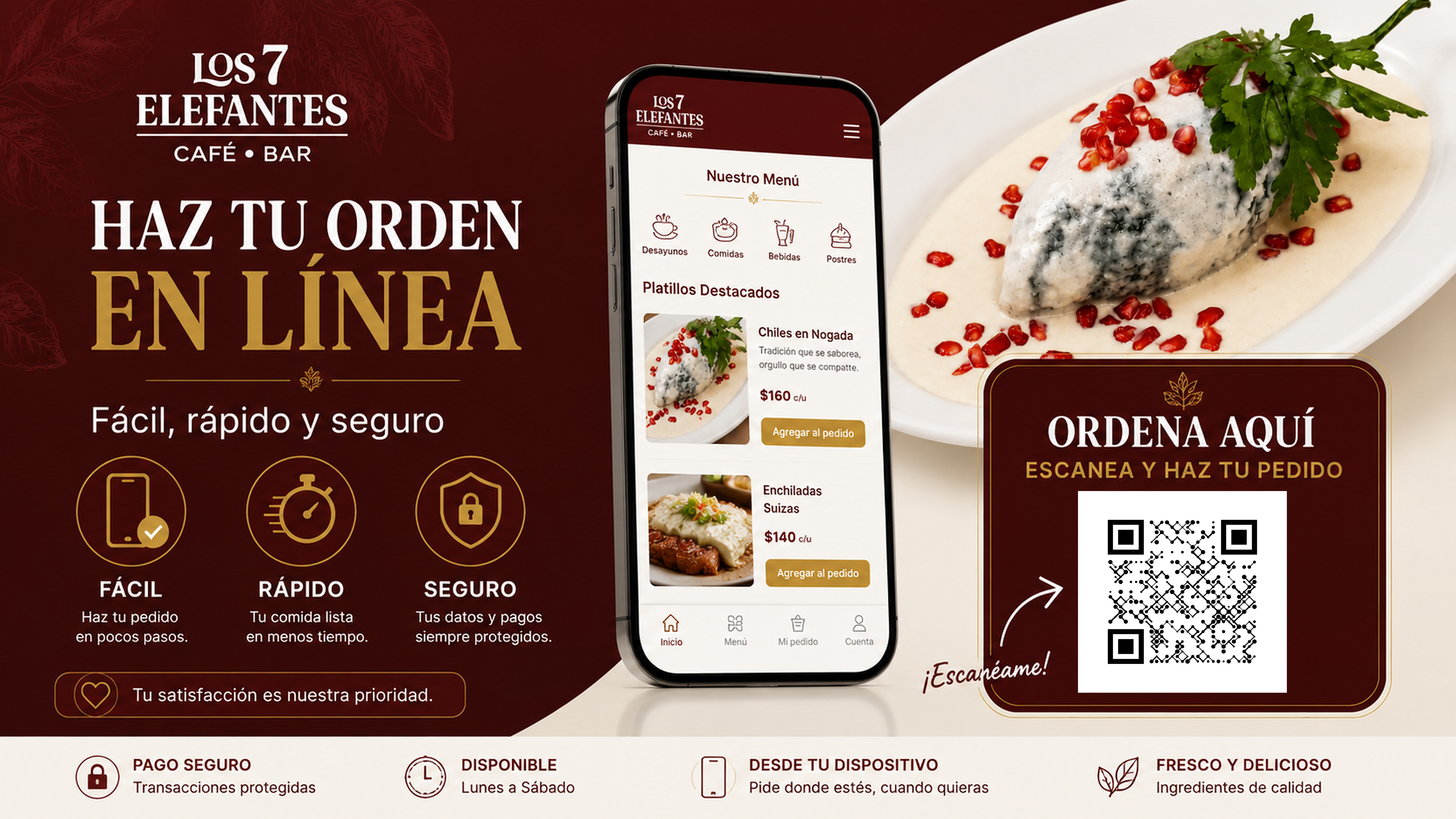 Página web profesional para restaurantes con menú administrable